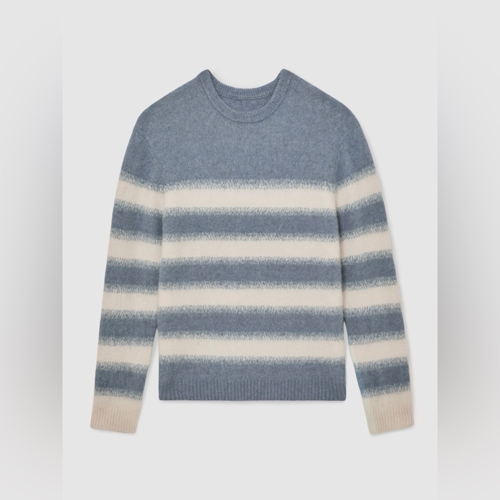 NWT REISS Piers Wool-Alpaca Blend Stripe Jumper in Soft Blue/White - Picture 5 of 11